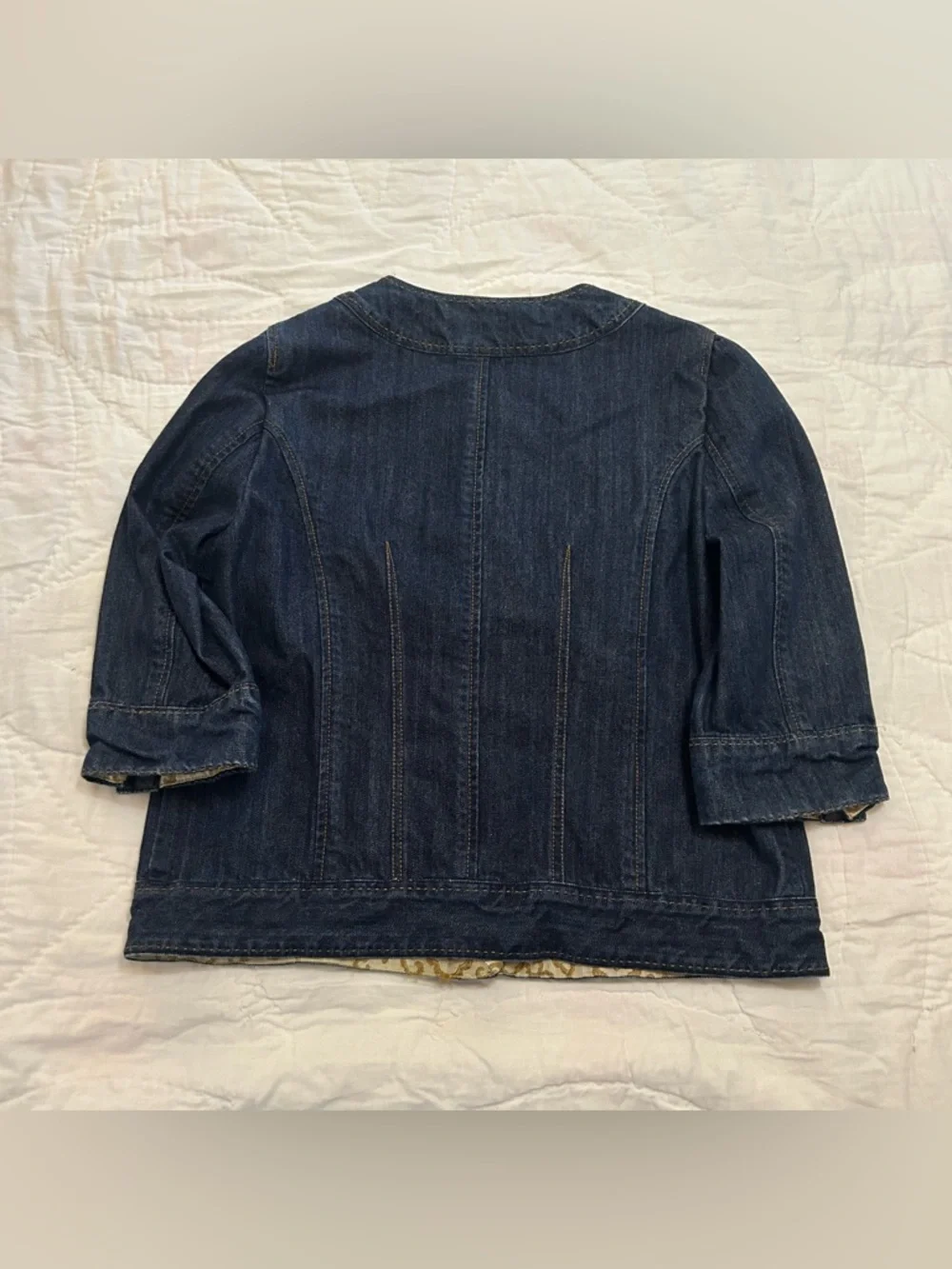 Mod Retro Denim Jacket 3/4 Sleeve Womens 14 Interview Outfit Business Casual - Picture 9 of 11